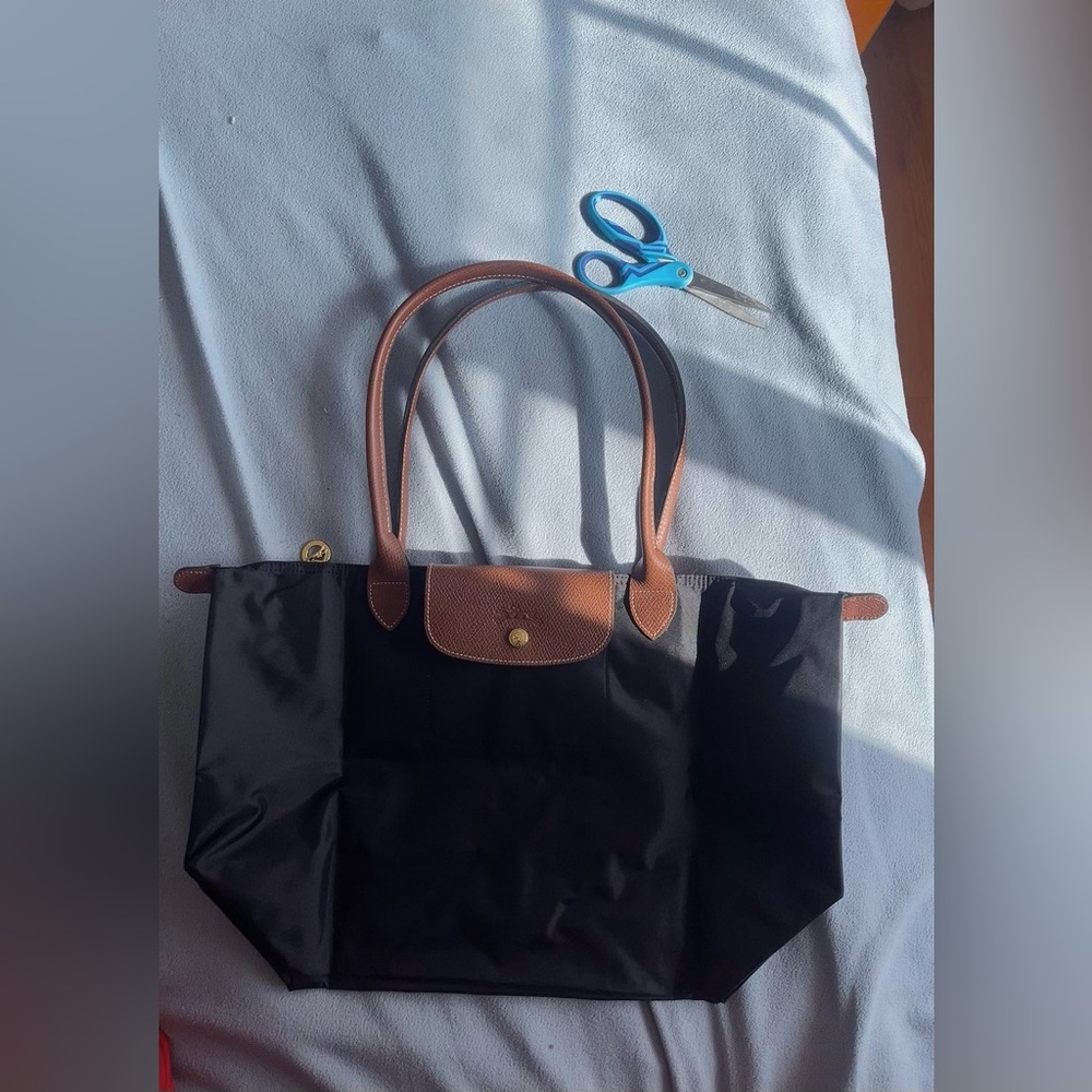 Longchamp Le Pliage large Black and Brown Tote Bag - Picture 2 of 9